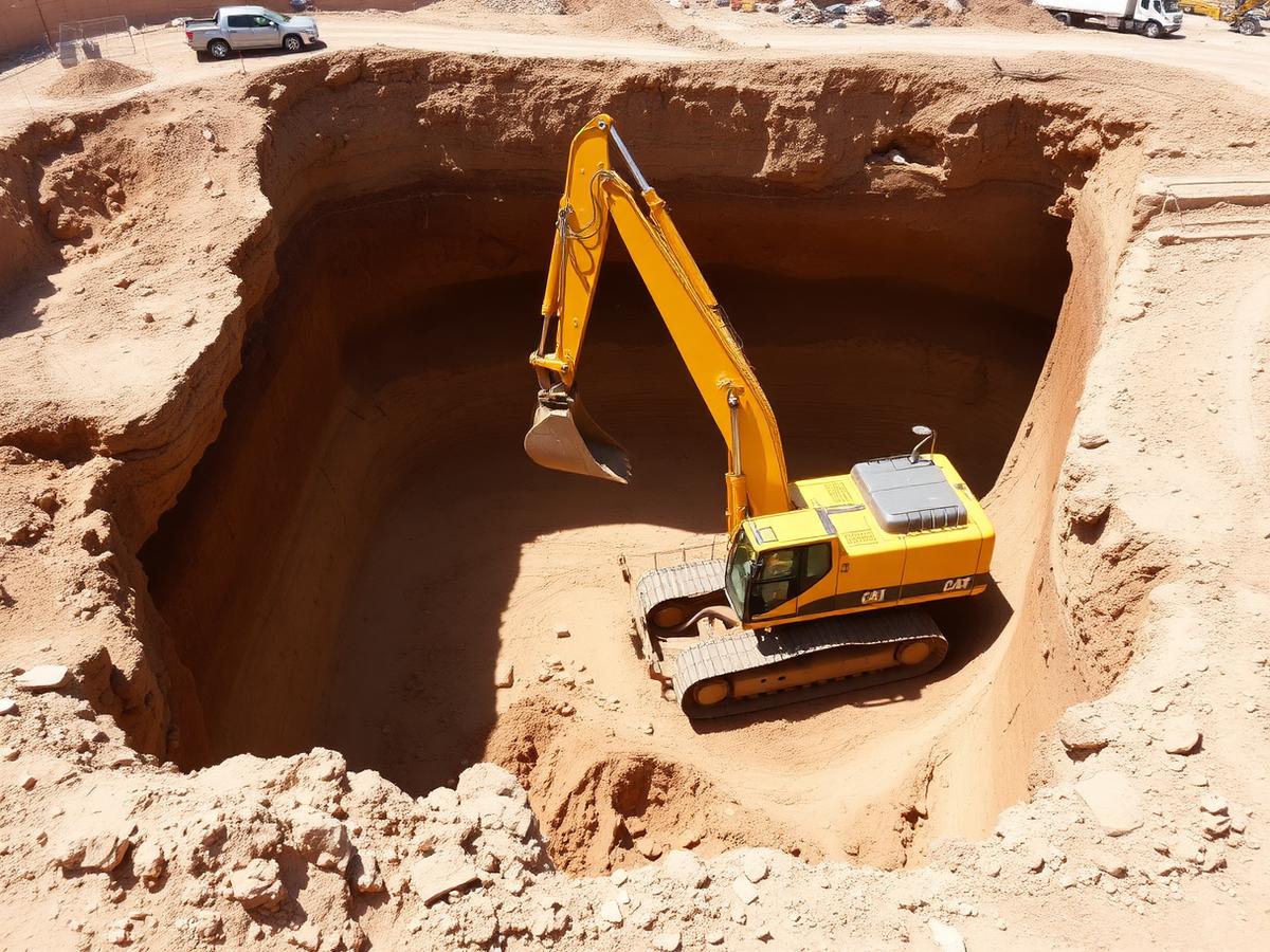 Deep excavation for foundation, Dubai
